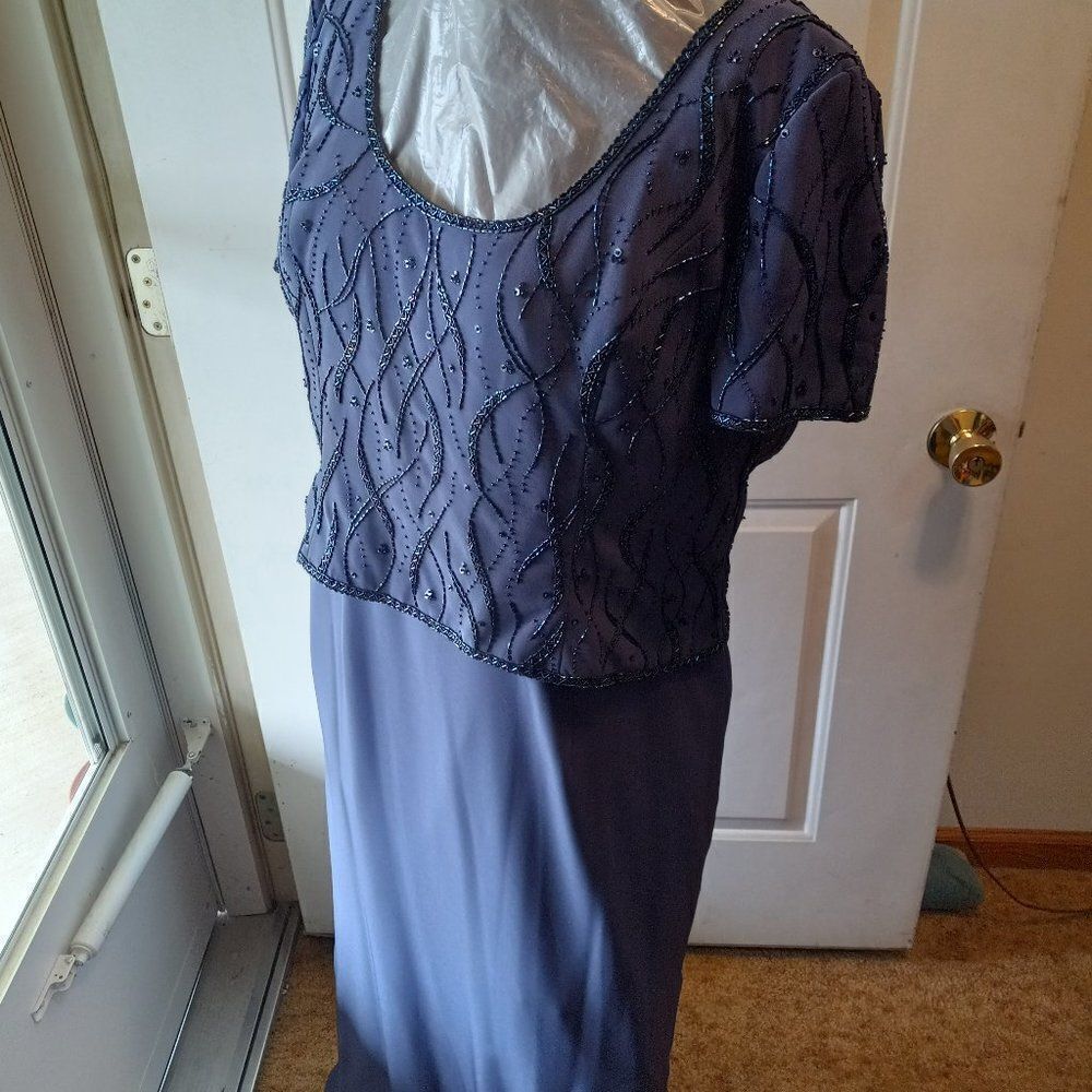 Montage Collection Blue Beaded Top Formal Gown